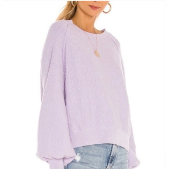 Free People Found My Friend Lavender Boucle Knit Oversized Sweater Size Small - Picture 2 of 6